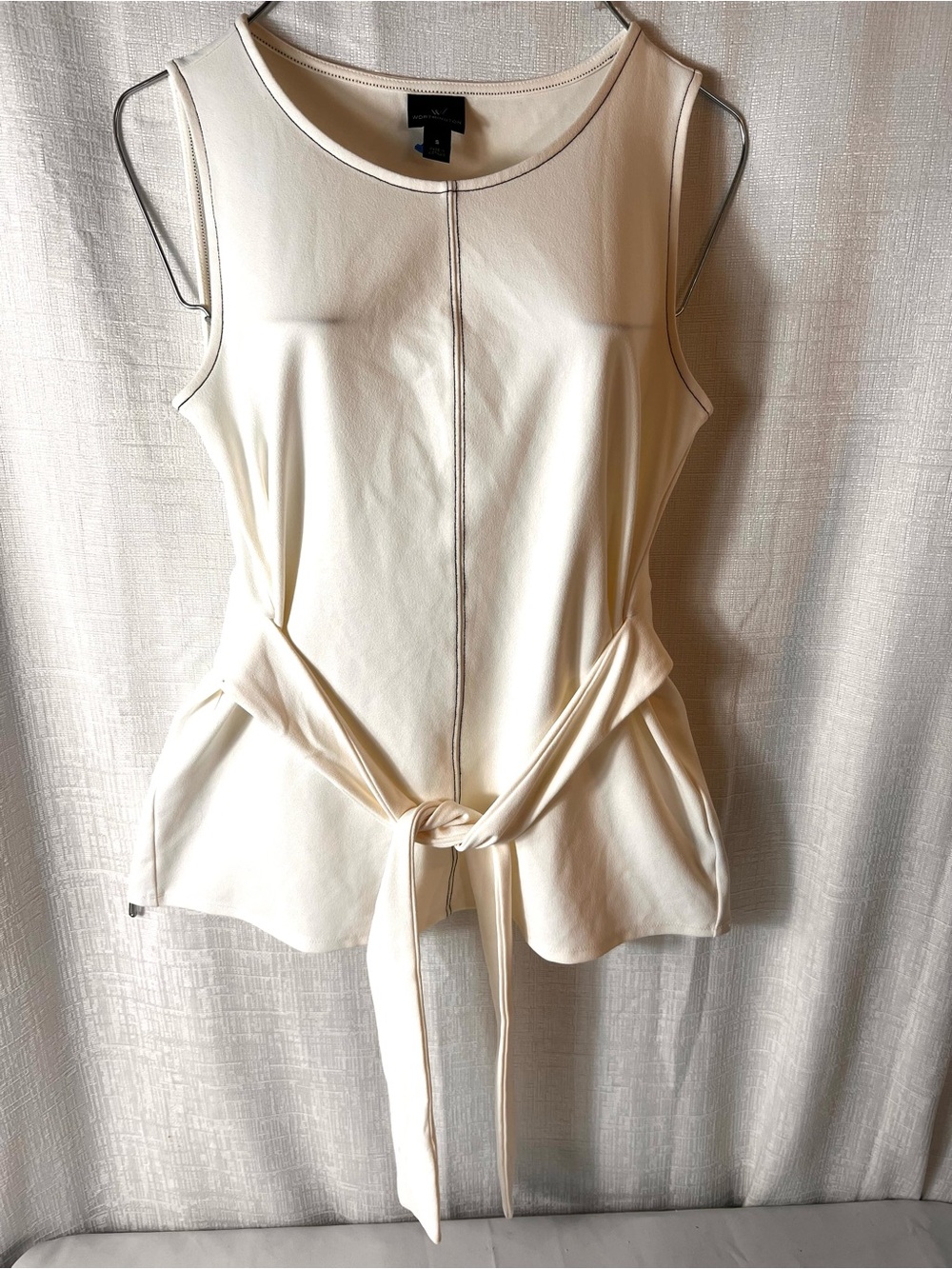 Worthington Cream Tie-Waist Sleeveless Top SIZE SMALL